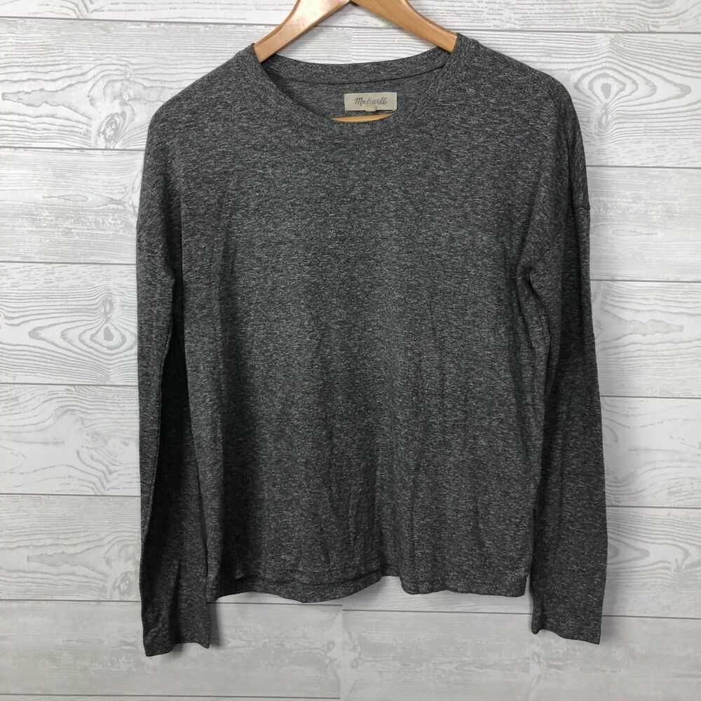 Madewell Women's XS Long Sleeve Tee Shirt Charcoal Gray Cotton Blend Casual